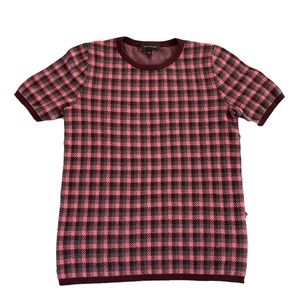 Used really good condition Ann Taylor Jacquard sweater size small burgundy pink